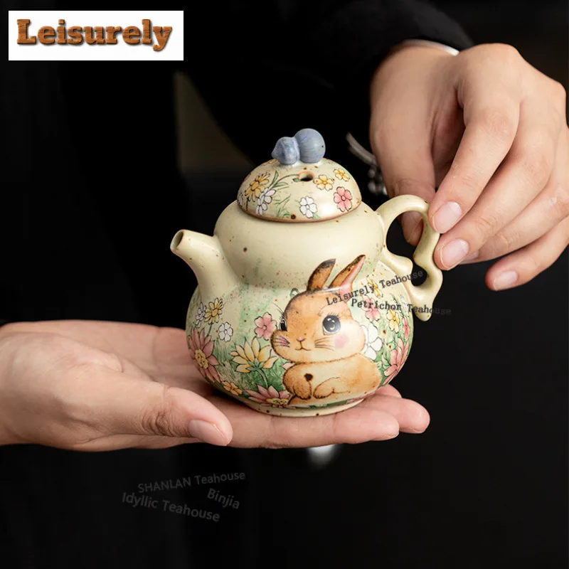 

200 мл карамельная глазурь, цветочный чайник с кроличьей тыквой, эстетический чайник, горшок для заварки чая, чайник с ситечком, чайные услуги