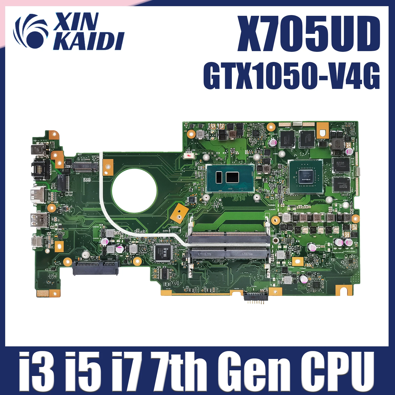 

X705UD Notebook Mainboard For ASUS VivoBook X705UDR X705U Laptop Motherboard i3 i5 i7 7th Gen CPU GTX1050 DDR4