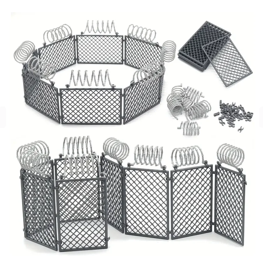 60pcs Police Bricks Protective Net & Mesh Wall Roadblock Accessories Military Building Blocks Set for Soldier Figuries DIY Model