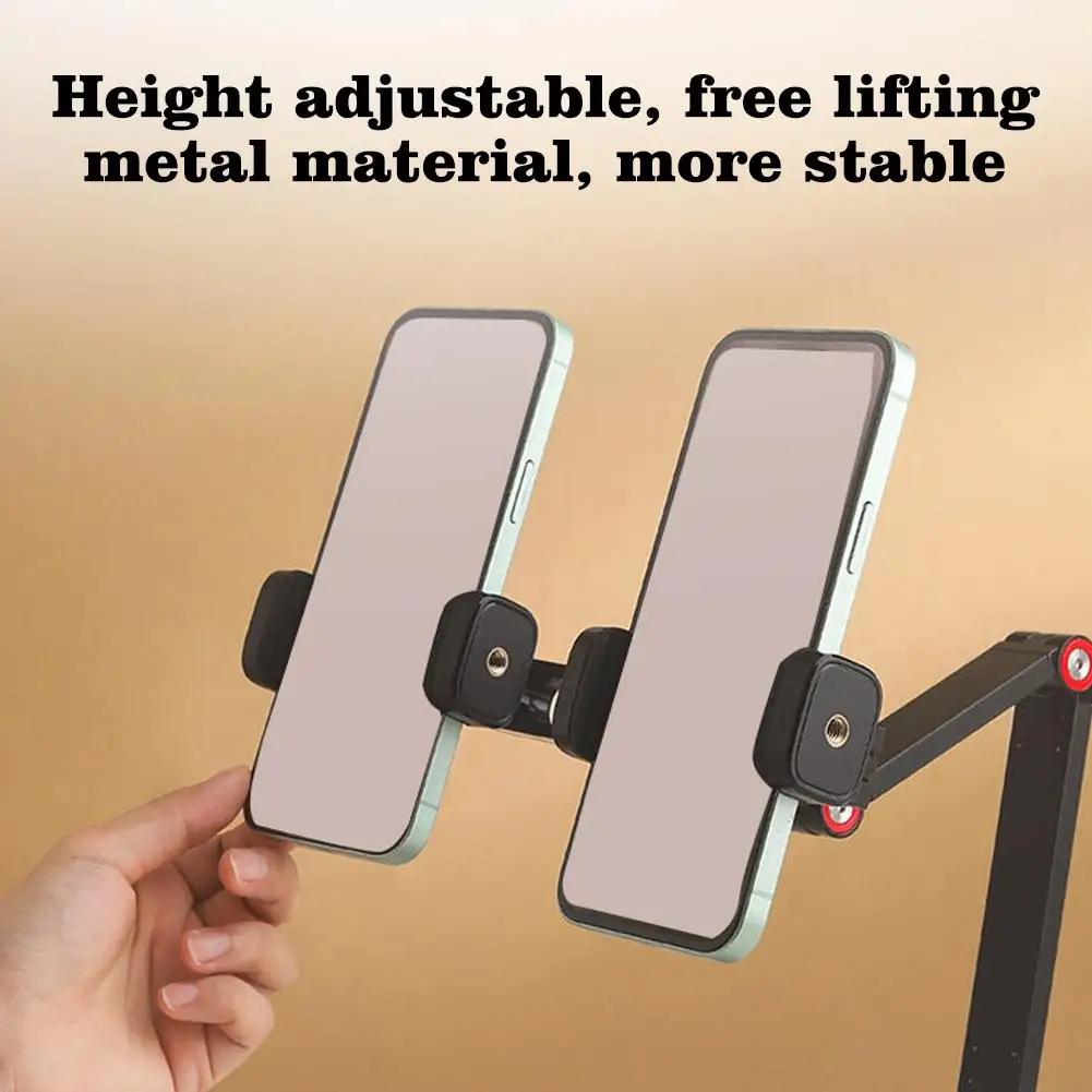 Universal Mobile Phone Bracket Dual Head Adjustable Crossbar Clip Holder For Livie Stream Video Recording Tripod Accessories