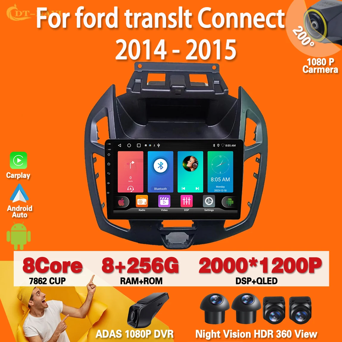 

Android 13 для FORD TRANSIT Connect 2014 2015 Carplay автомобильное радио стерео Мультимедийный Плеер навигация GPS No 2din DVD 4G WIFI BT