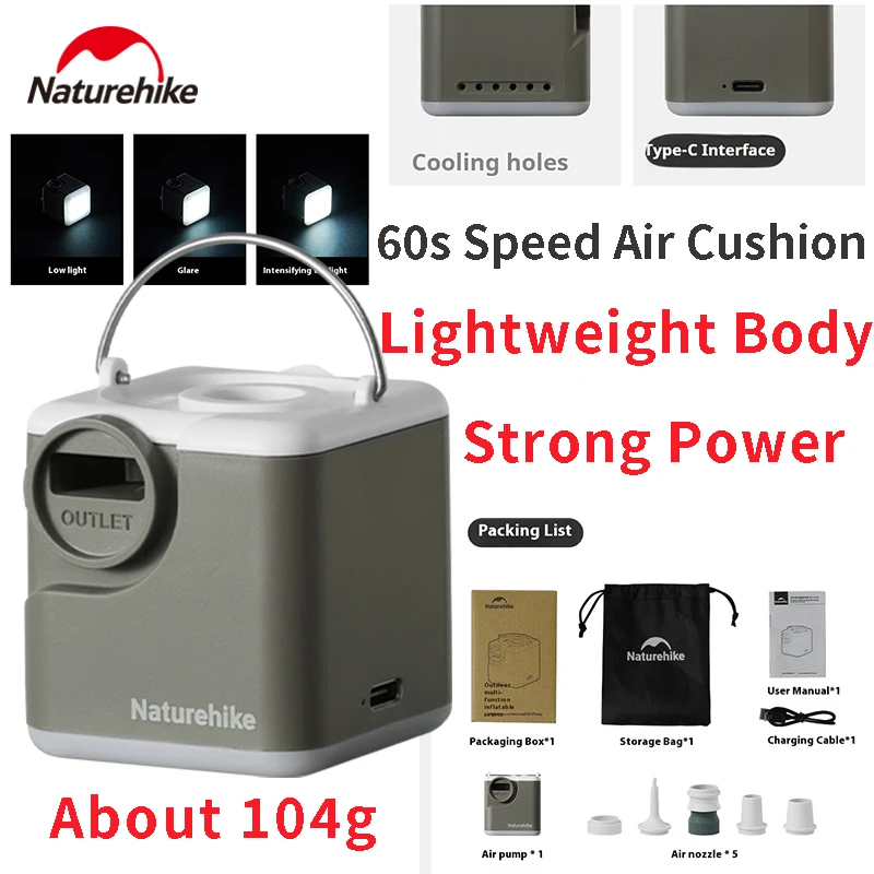 

Naturehike Wind Air Outdoor Multi Functional Inflator Pump 3-In-1 Bidirectional Air Port Strong Endurance Comes With Hook Heat D