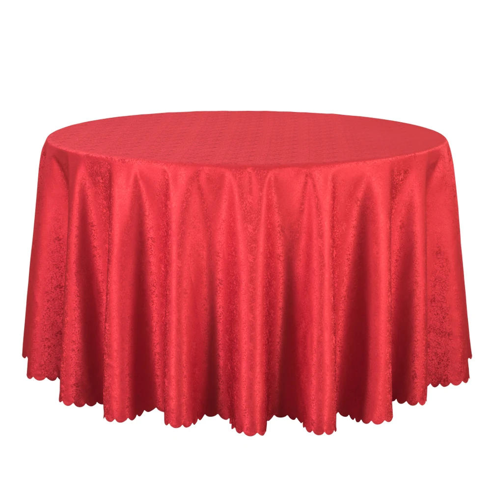 Solid Red Table Cloth Jacquard Round Table Covers White Decor Wedding Party Hotel Dining Tablecloths Square Table Linens 260CM