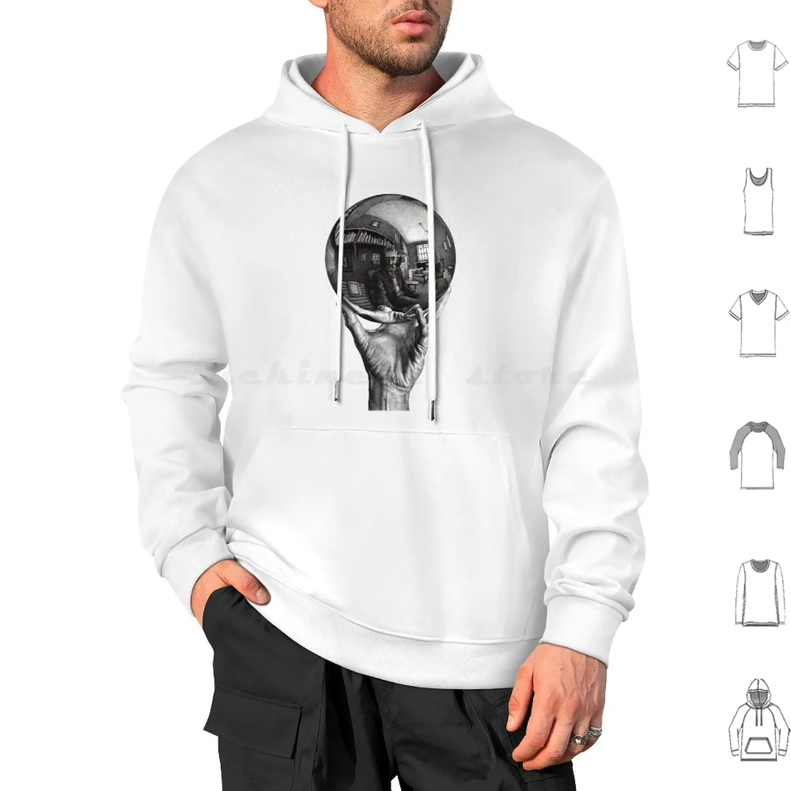 Hand With Reflecting Sphere Hoodies Long Sleeve Mc Escher Animals Artist Chameleon Dutch Artist Escher Illusion