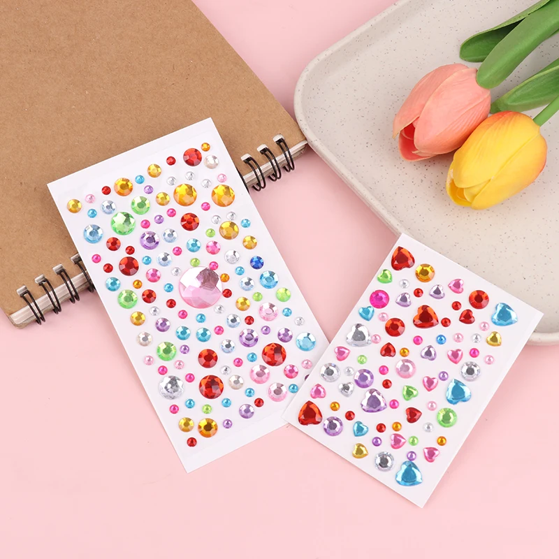 Ins Style 3D Gemma Adesivi in cristallo acrilico Autoadesivi Fai da te Album telefonico Decorazione Adesivi con strass scintillanti Regalo per bambini