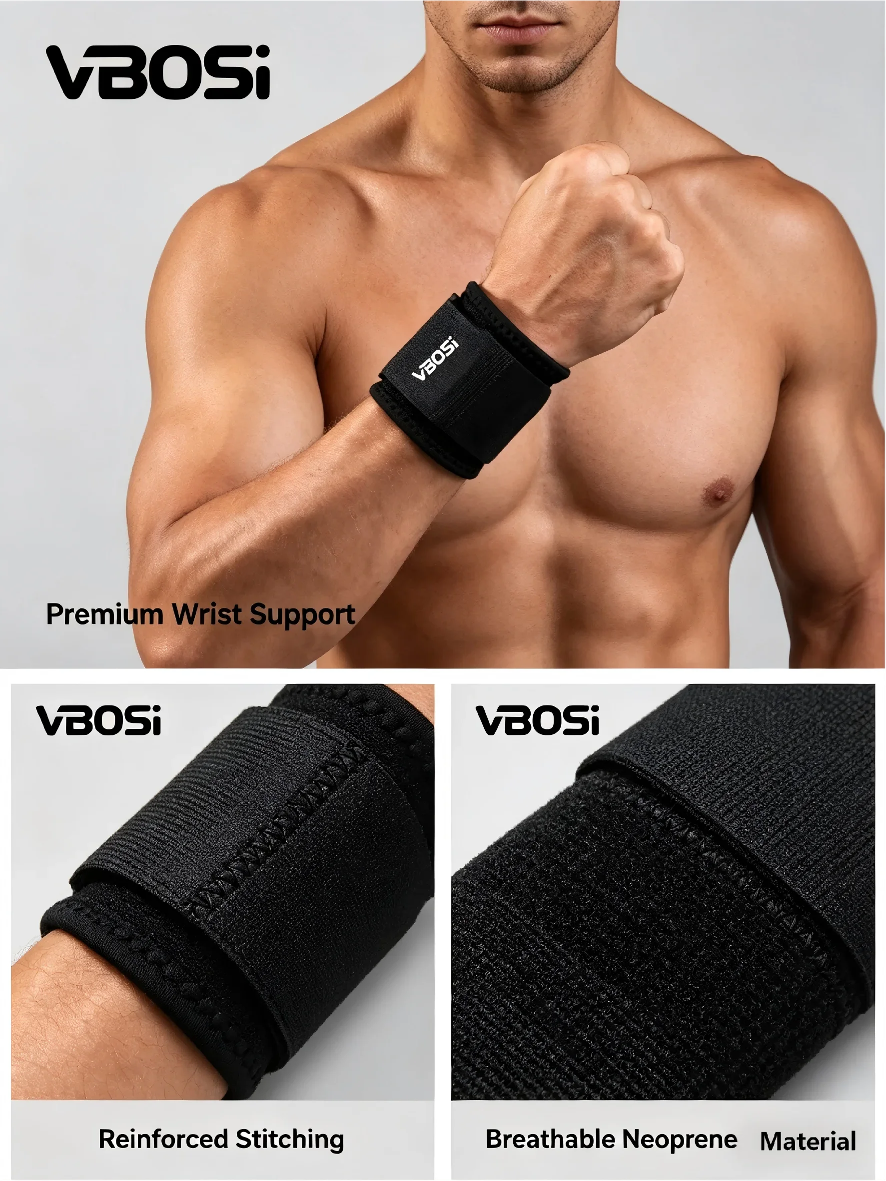 

Регулируемые унисекс-бандажи для запястий, профессиональный дышащий фиксатор запястья с прочной липучкой для предотвращения травм