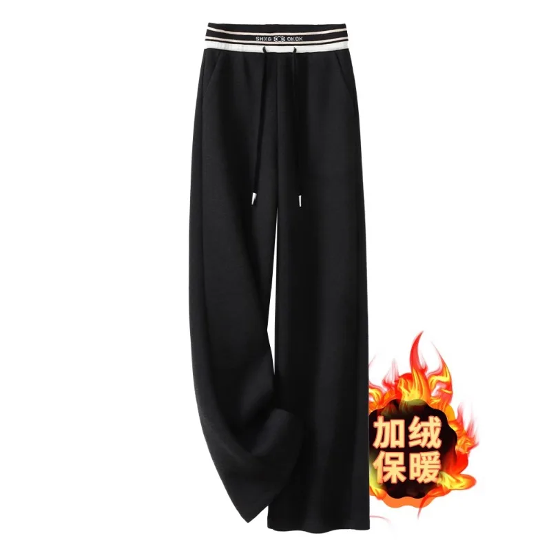 

Slimming Woolen Pants for Women, and Winter , Elegant Soft Straight Leg with Draped Effect