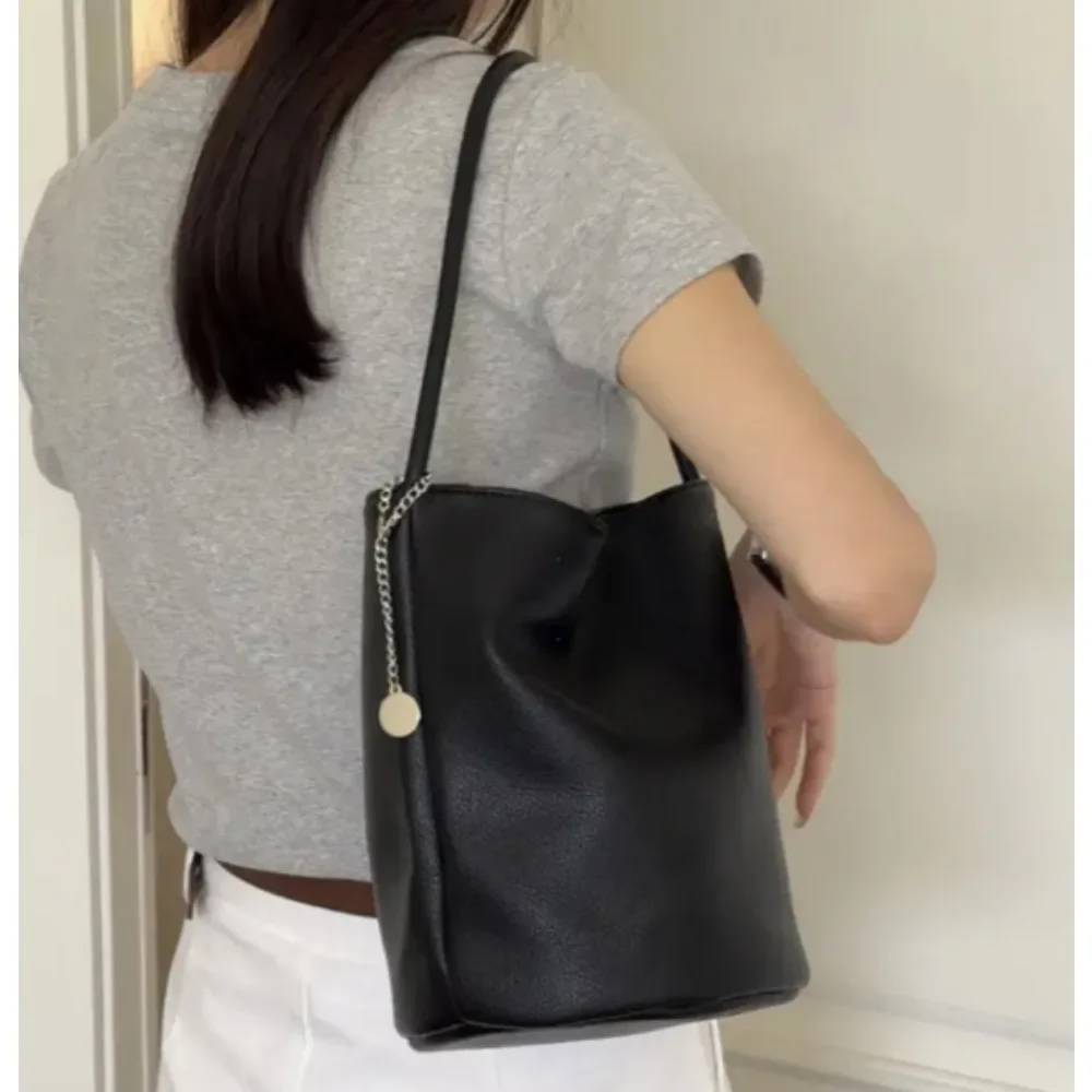 

Homemade handbag women's retro soft leather portable bucket bag matched commuter shoulder bag wallet and handbag Preference bag