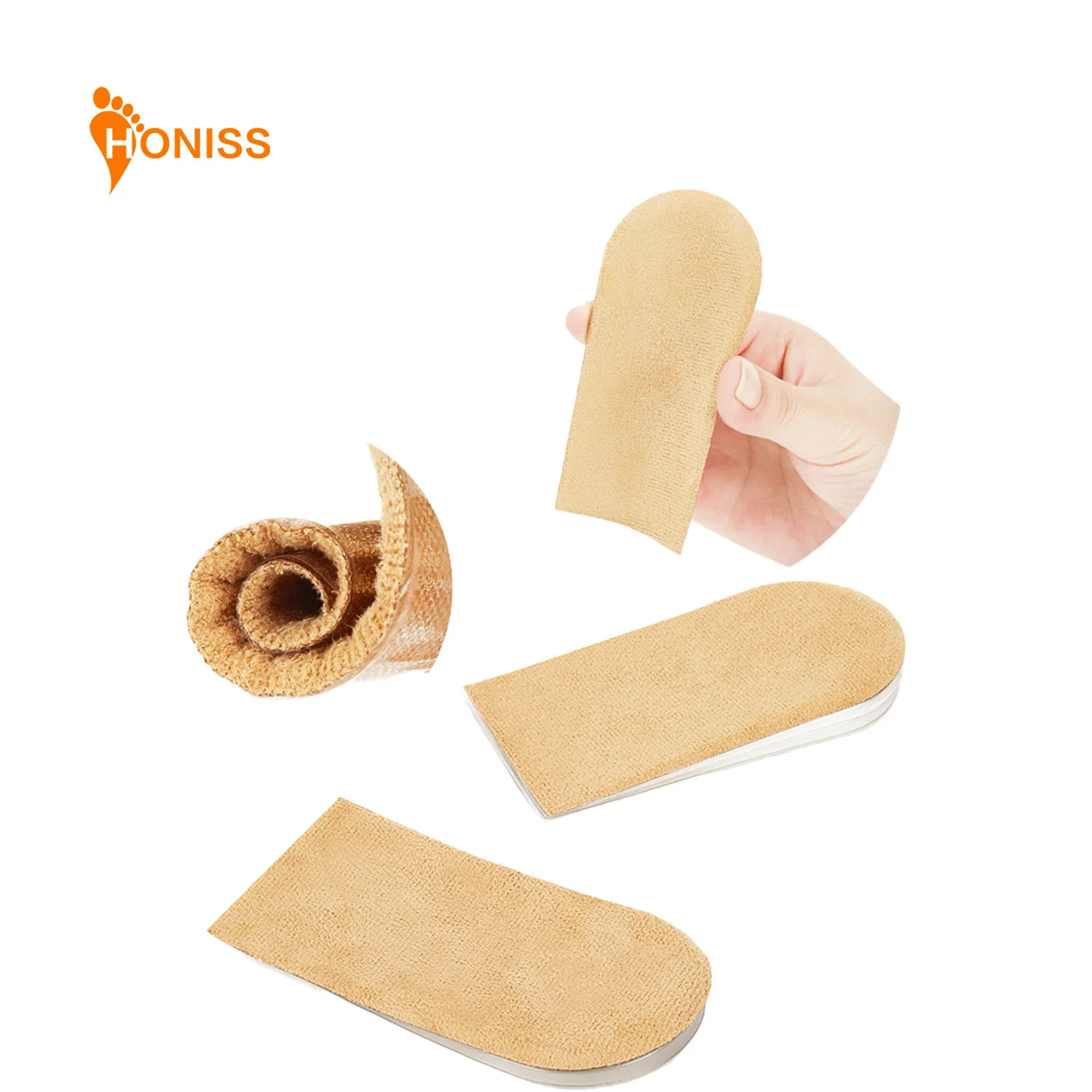 HONISS Multi-layer Gel Heightening Insole, Removable Silicone Heel Pad, Comfortable Fit, Anti-shock and Pressure-reducing Shoes