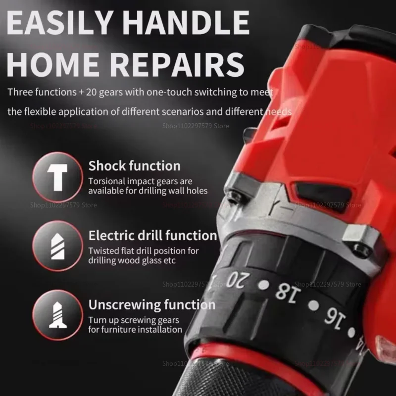 Small Electric Brushless Impact Drill 150Nm Cordless Power Tool for Home Renovation Use Compatible with 18V Makita Batteries