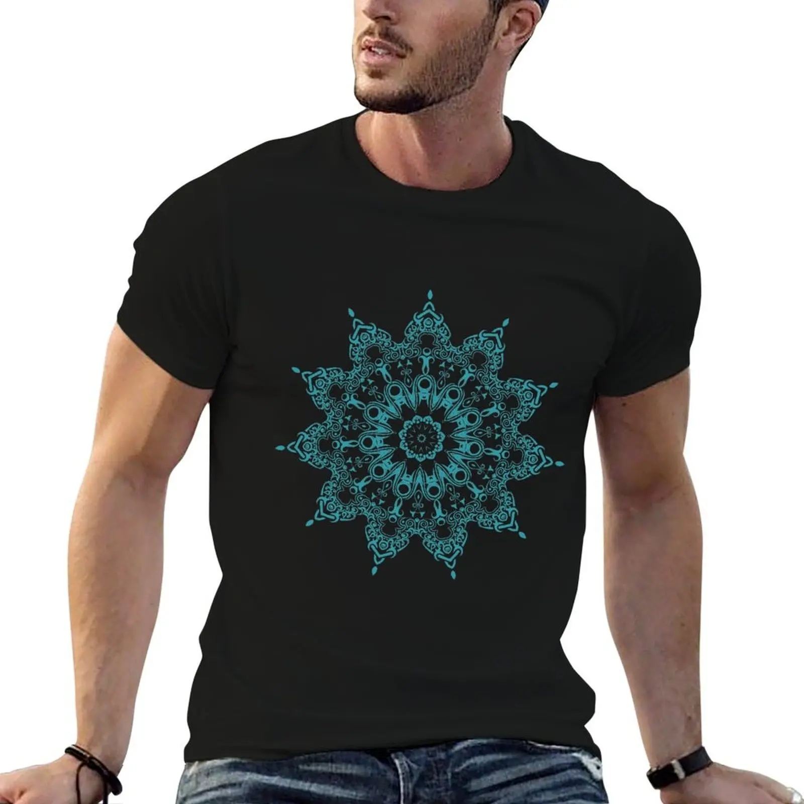 Mandala Turquoise T-Shirt Clothing quick-drying men clothings