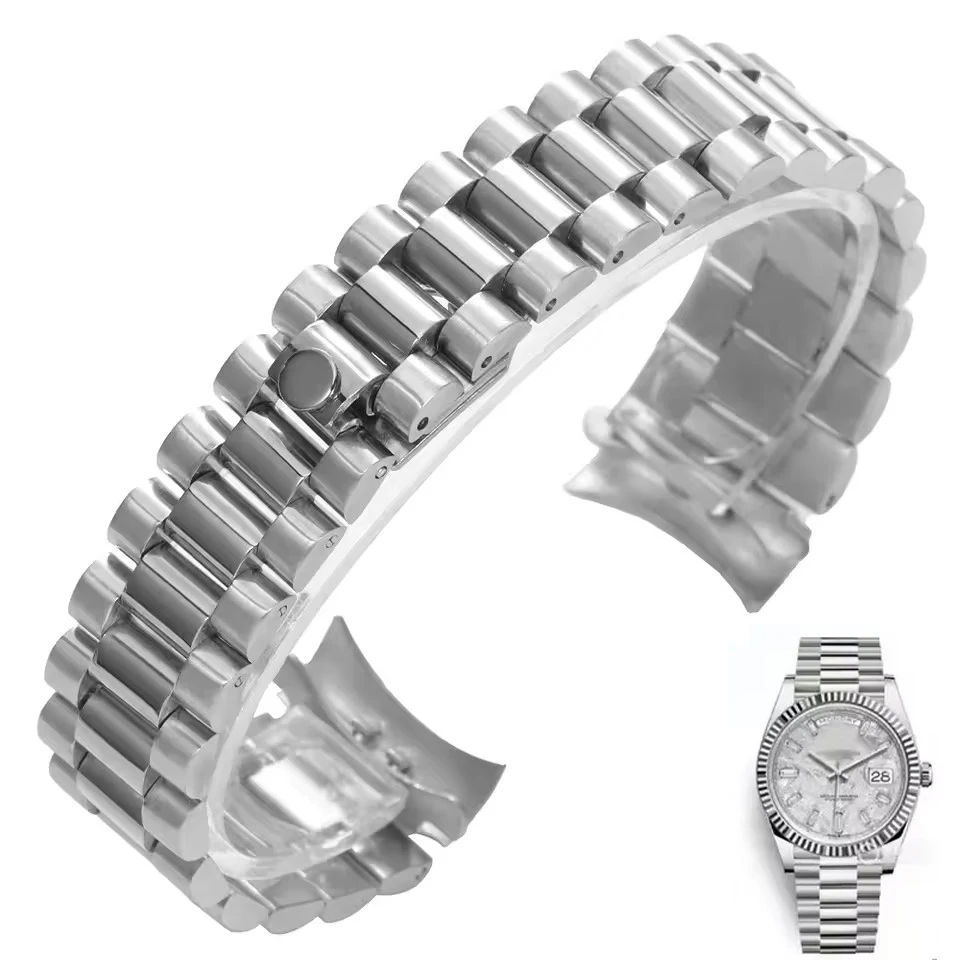20mm 21mm 904L Stainless Steel Watch Accessories Band For Rolex DATEJUST DAY-DATE OYSTERPERTUAL DATE Silver gold Watch Strap