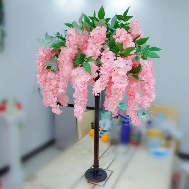 

100CM White Pink Artificial Flower Hydrangea Wisteria Tree Wedding Table Centerpices Road Cited For Home Living Room Party Decor