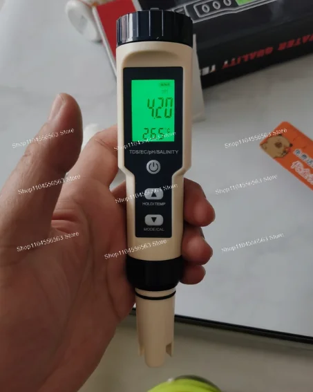 

Тестер качества воды 7-в-1: высокоточный измеритель pH, солености, электропроводности для аквариумов, прудов с карпами кои и морской аквакультуры