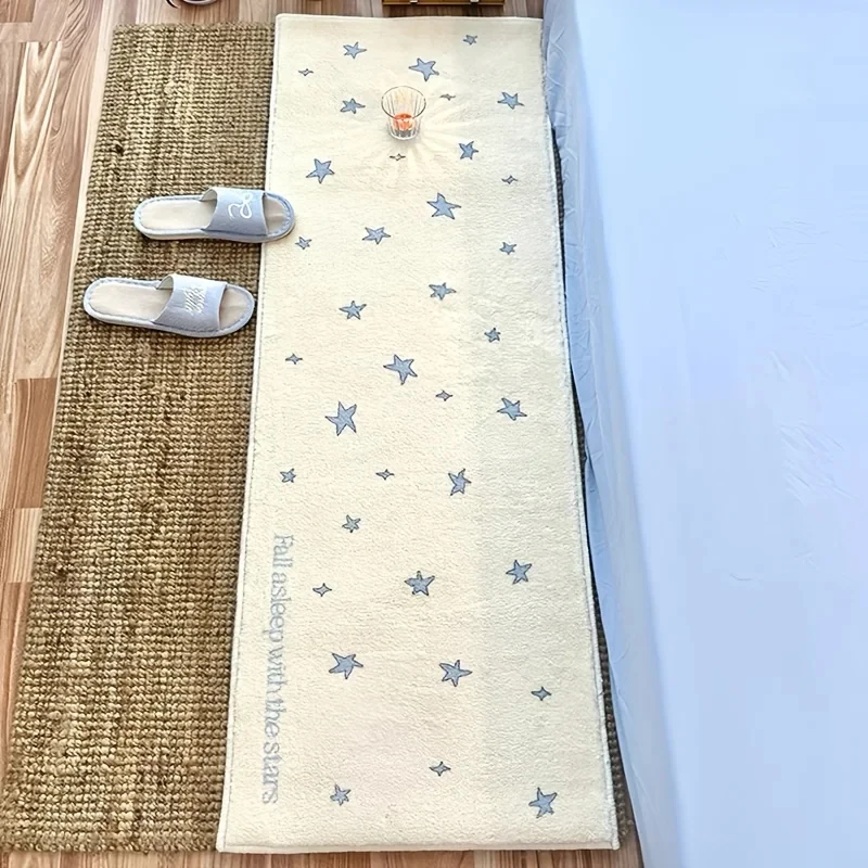 

Мягкий прикроватный коврик с узором в виде звезд, нескользящий напольный коврик, красочный текстовый декор для спальни, детской комнаты, украшение интерьера