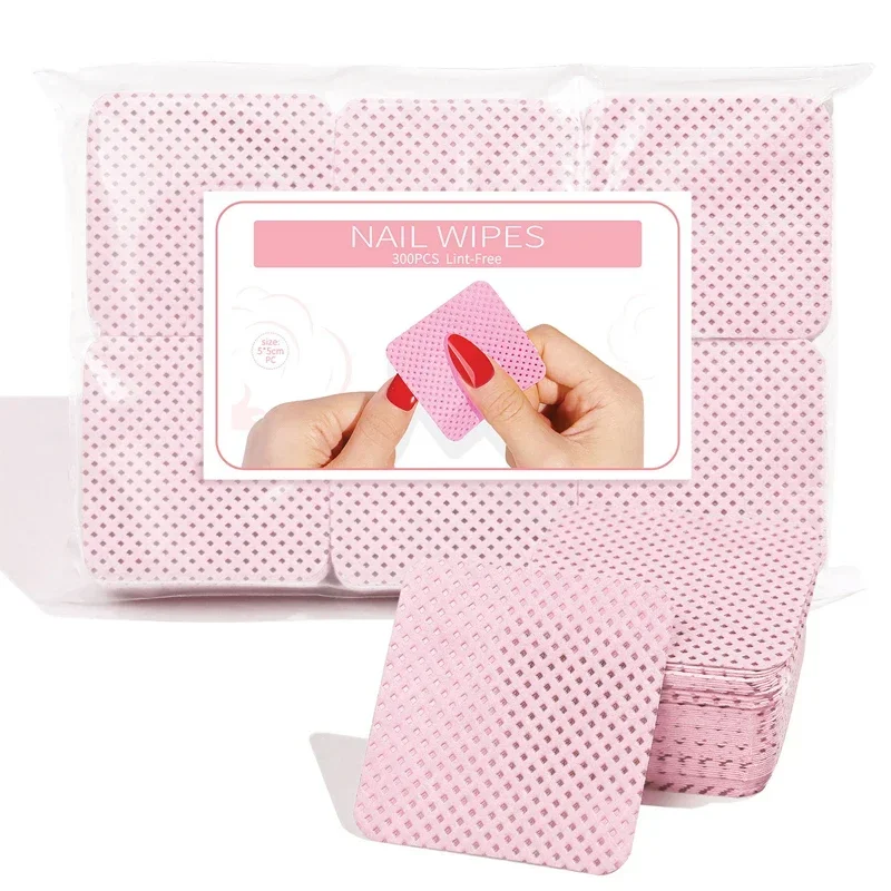 300/100pcs Lint-free Nail Polish Remover Napkin Colorful Cotton Wipes Paper Pads UV Gel Dust Cleaner Cleaning For Manicure Tool