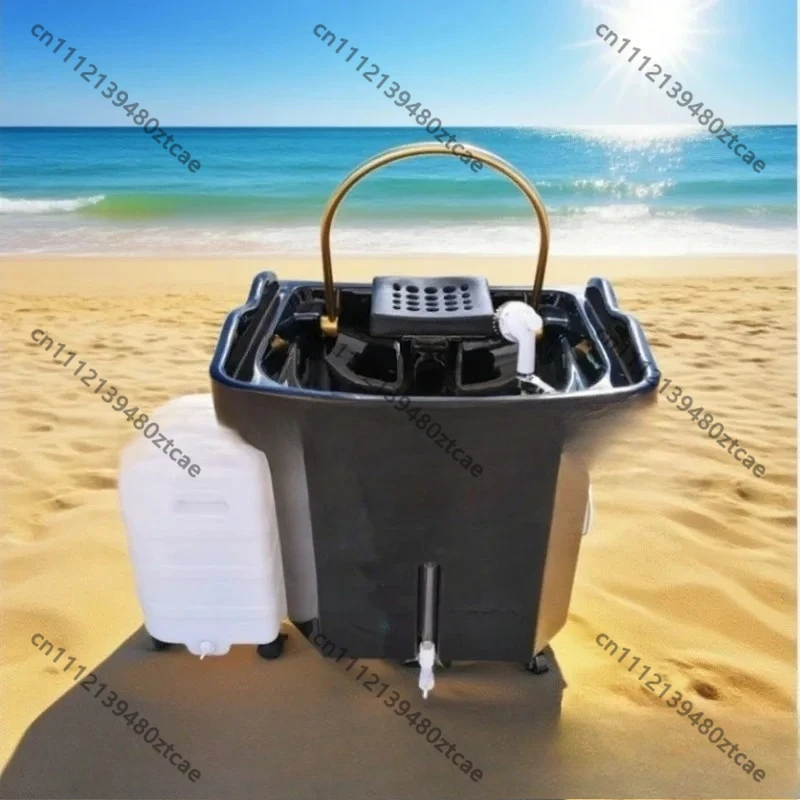 60L Built-in Water Tank Fumigation Water Circulation Shampoo Basin, External Waste Water Tank Salon Head Therapy Equipment