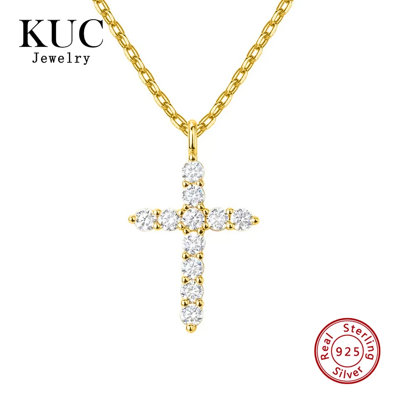 

Fine Jewelry 925 Sterling Silver Chain Personality Exquisite Cool Unisex Zircon Cross Pendant Necklaces for Women