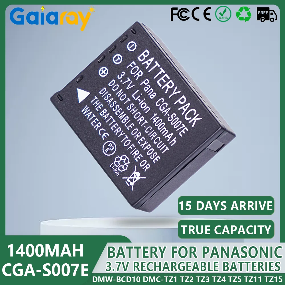 1-5Pcs 1400mAh CGA-S007E CGA-S007 Rechargeable Battery For Panasonic DMW-BCD10 DMC-TZ1 TZ2 TZ3 TZ4 TZ5 TZ11 TZ15 Camera Batterie