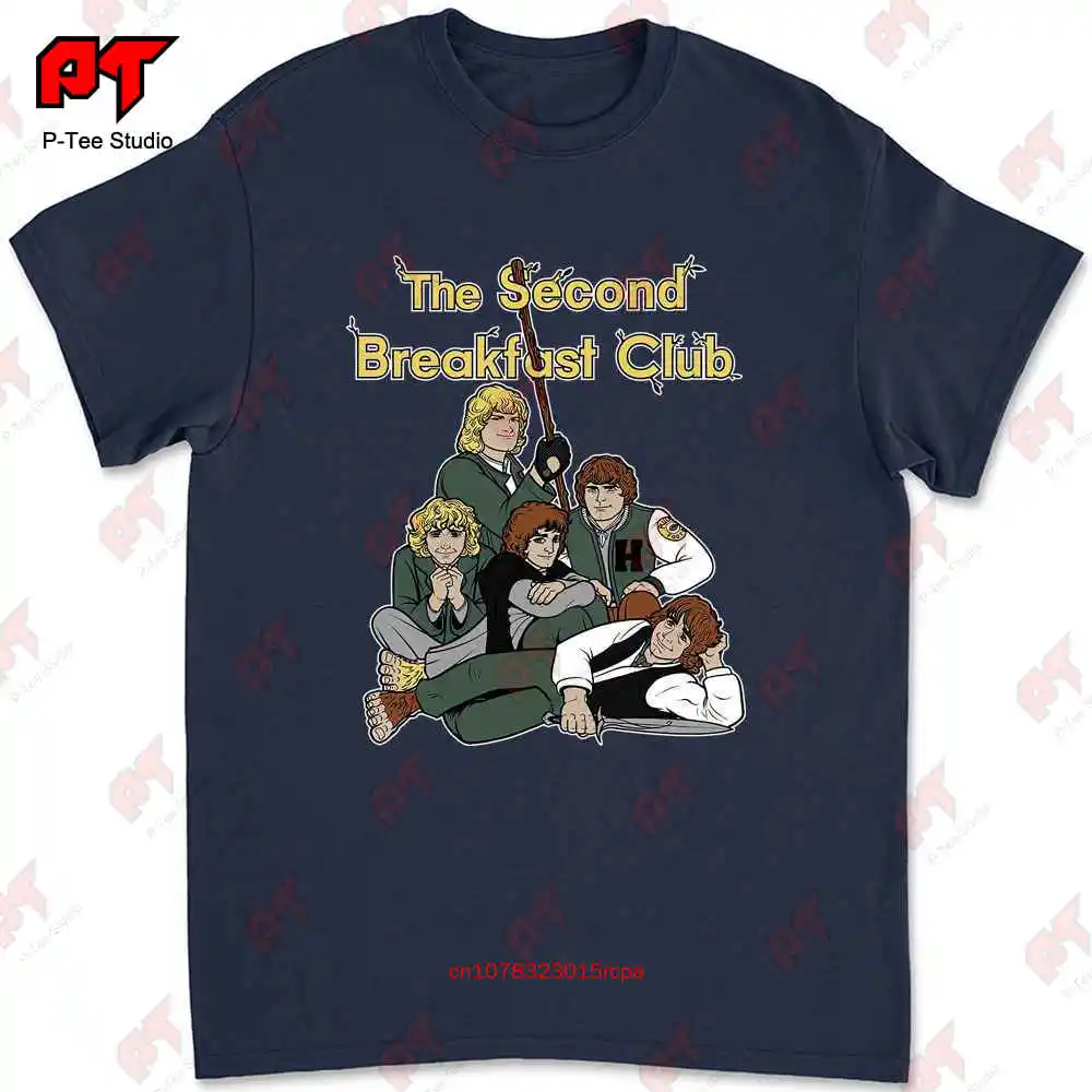 The Second Breakfast Club Lotr Hobbits Parody Black T Shirt T8OV