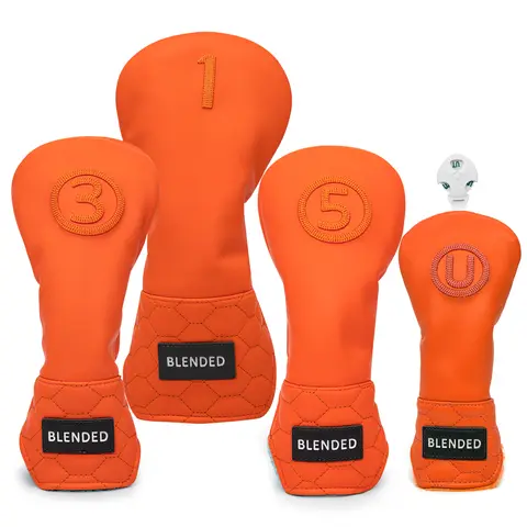 Golf Club Headcovers Premium Leather Head Covers Set Fairway Cover Hybrid Headcovers