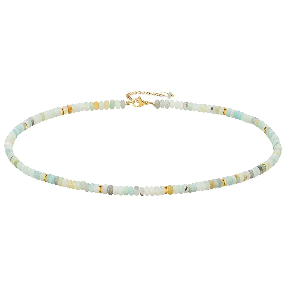 

Ожерелье-чокер из бисера для женщин, изящное ожерелье-чокер из натуральных камней, позолоченные бусины, ожерелья в стиле сёрфинг, летние пляжные украшения