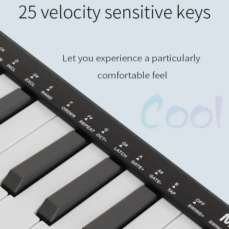 M-VAVE SMK-25 Mini 25 مفتاح بلوتوث USB MIDI لوحة المفاتيح القابلة لإعادة الشحن لأجهزة Mac والكمبيوتر الشخصي وسائط مقياس الوتر الذكي وشملت البرمجيات