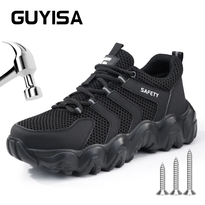 

GUYISA Sports Series Shoes Safety Shoes Steel Toe Black Four-season Style