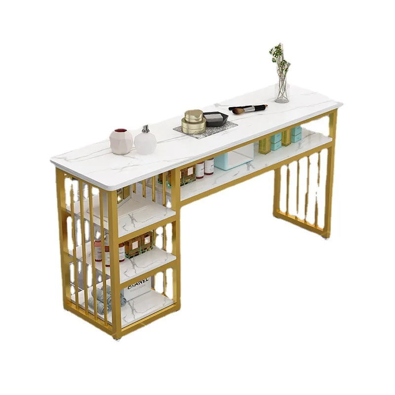 

Современный двойной современный техник Розовый стол для ногтей Технологический стол Стол для дизайна ногтей и набор стульев