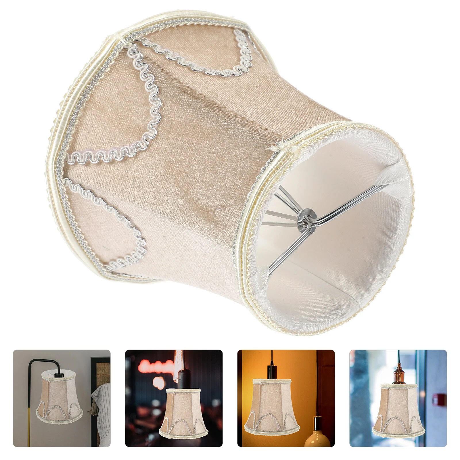 

Desk Table Lamp Shade Fabric Replacement Shell Small Vintage Scalloped Lampshade Decorative Warm Light Cover Lamp Shades