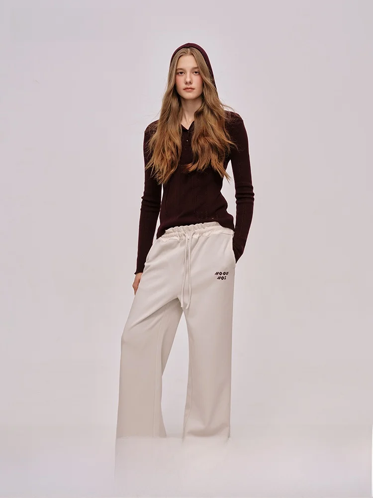 

Moonmoi Comfortable Wide Leg Sweatpants Dstring Holiday Pants Skin-friendly Design Asymmetrical Patchwork Lengthening Legs