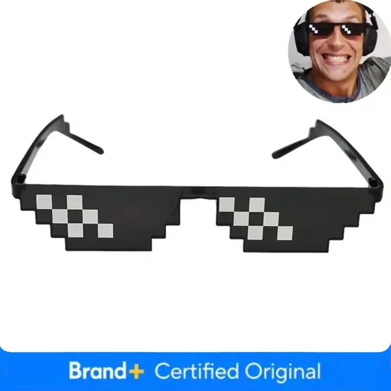 

8-битные солнцезащитные очки Thug Life Pixelated для мужчин и женщин, брендовые вечерние очки с мозаикой UV400, винтажные очки унисекс, подарочные игрушечные очки Amagi