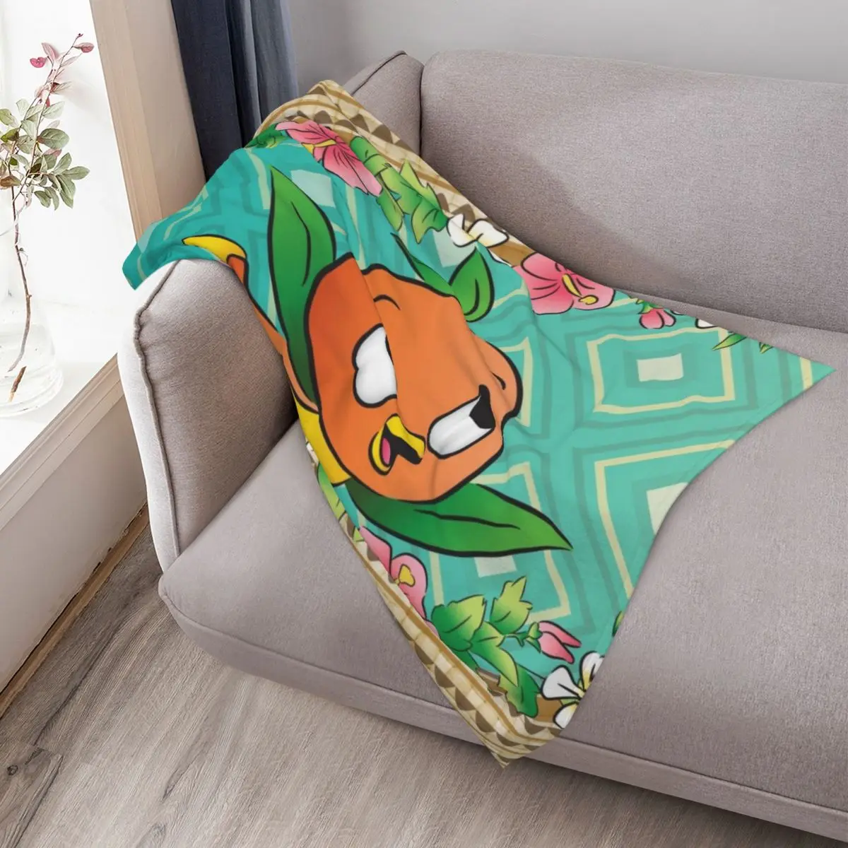 Coperta da tiro con uccello arancione turco tropicale, divano, biancheria da letto pelosa, coperte di design di lusso
