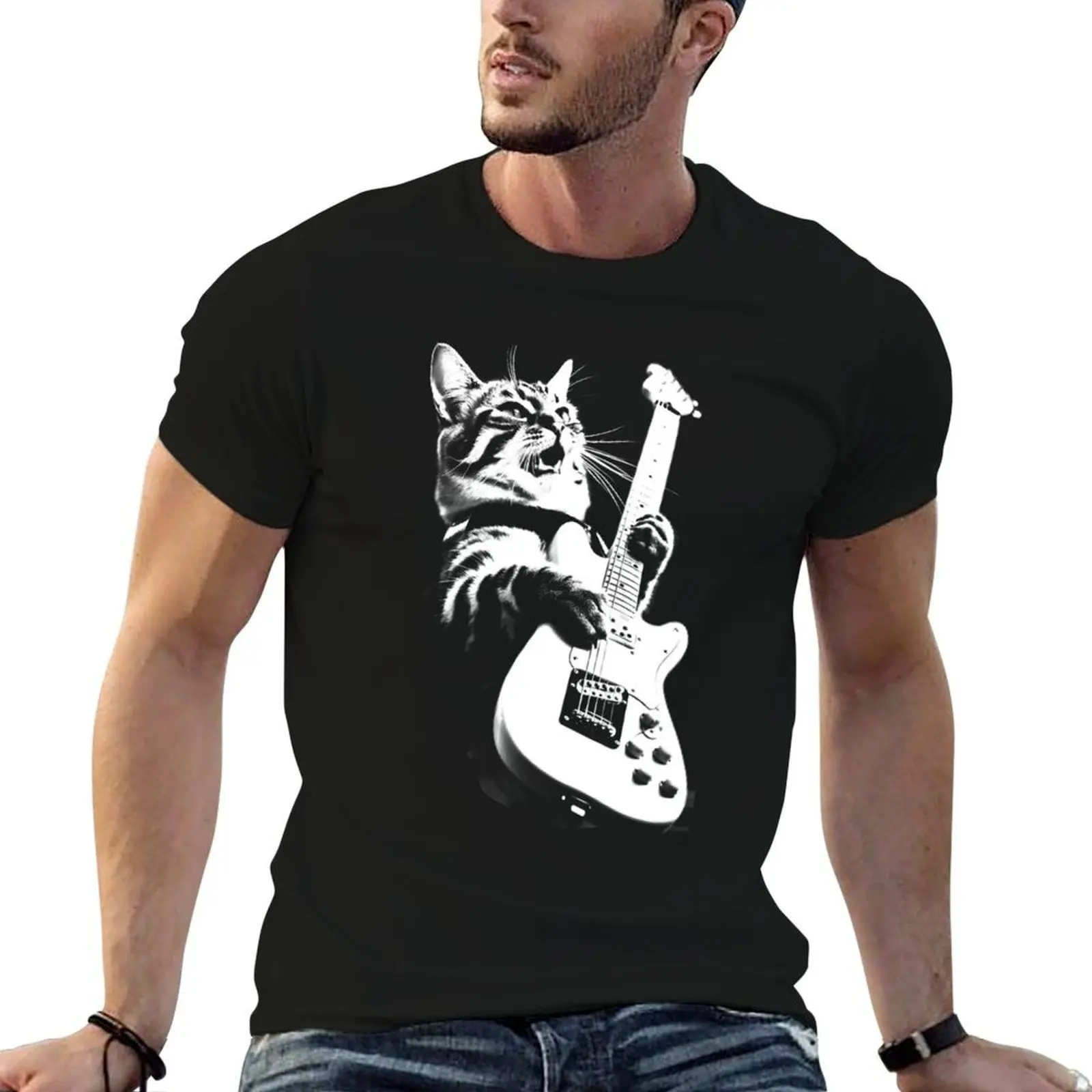

Rock Cat Playing Guitar Funny Guitar Cat T-Shirt man t shirt graphic t shirts for man graphic funny T-Shirt