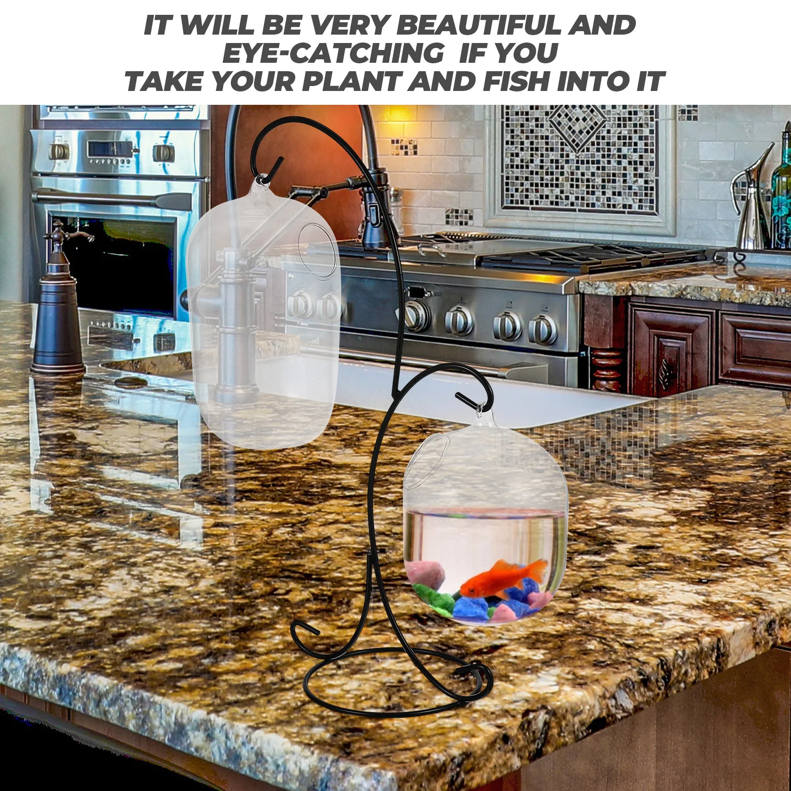 

1Set Creative Glass Fish Tank Desktop Aquarium Multi-Function Clear Tank Tabletop Fish Bowl Home Office Decor
