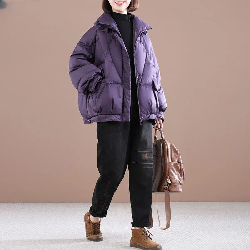 2023 New Women Down Cotton Coat Winter Jacket Female Loose Large Size Short Outwear Thicken Warm Casual Fashion Outcoat