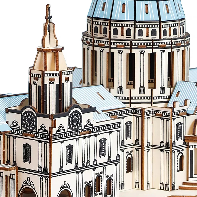 3D Wooden Puzzle St. Paul's Cathedral DIY Jigsaw Model Educational Toys For Children Kids Gift Russia Architecture Decoration