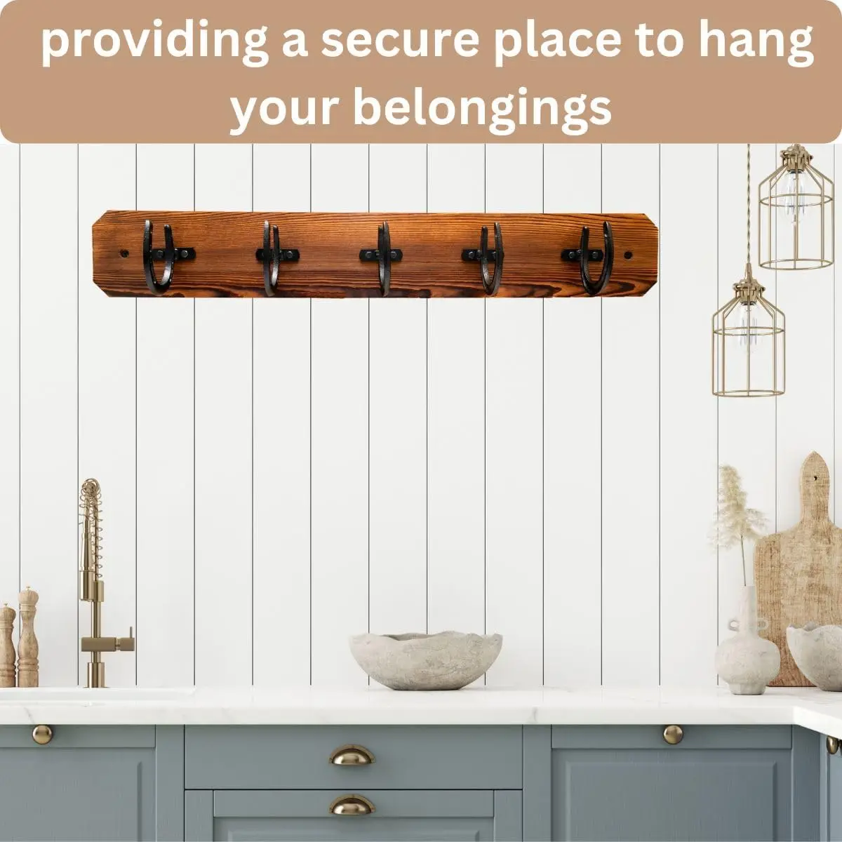 

Rustic Coat Rack Wall Mount With Horseshoe Hooks | 36.5"" Coat Hanger Wall Mount | Large Wall Coat Rack | Wall Mounted Coat