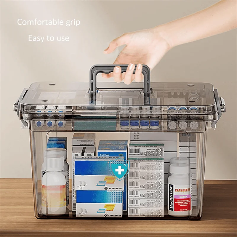 Waterproof Double Layer Transparent Multi Tier Medicine Storage Box Home Bedroom First Aid Storage Container