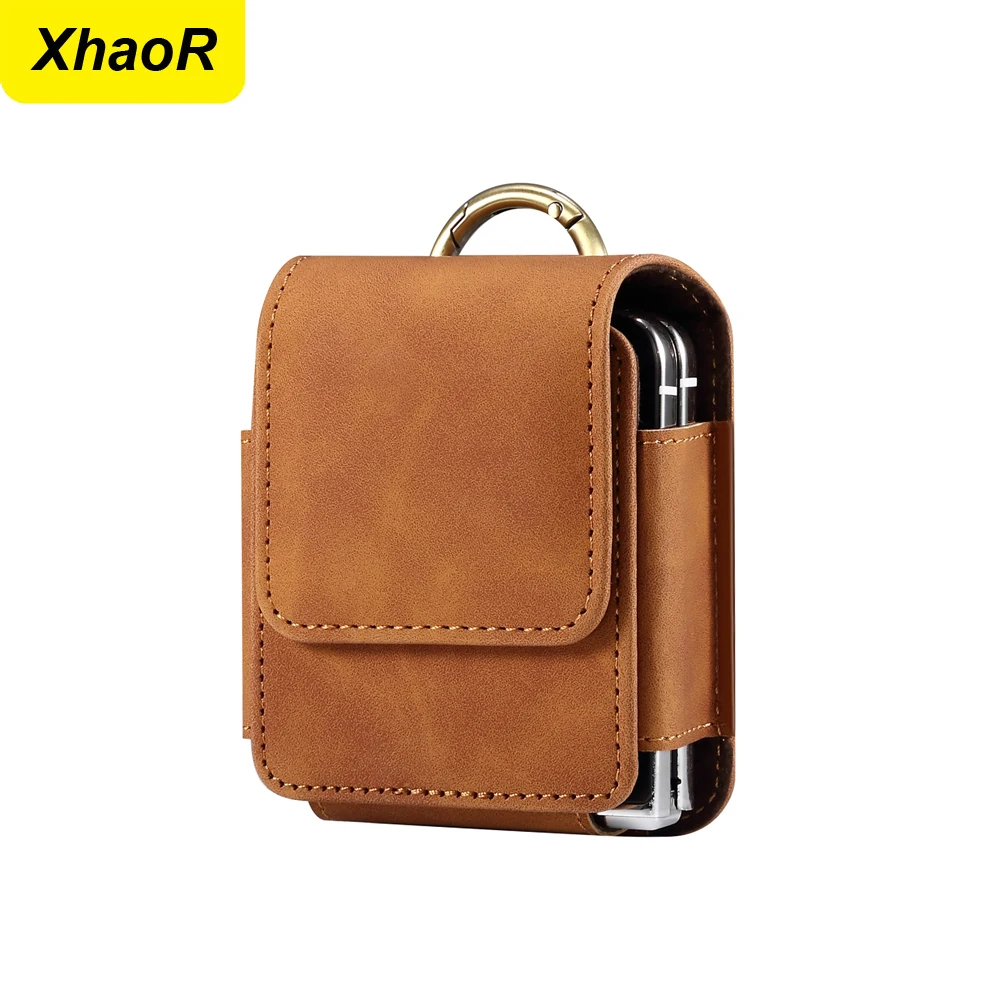 Universal Leather Belt Clip Case Phone Waist Bag For Samsung Galaxy Z Flip 5 4 3 OPPO VIVO Huawei P50 Pocket Holster Pouch Cover