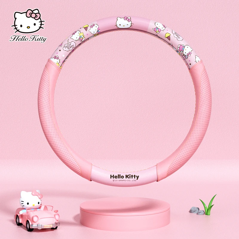 

Sanrio Kawaii чехол рулевого колеса автомобиля Hello Kitty, плюшевый край сиденья, шва, полоса, герметичный зажим, заглушка, мультфильм, Плюшевые аксессуары