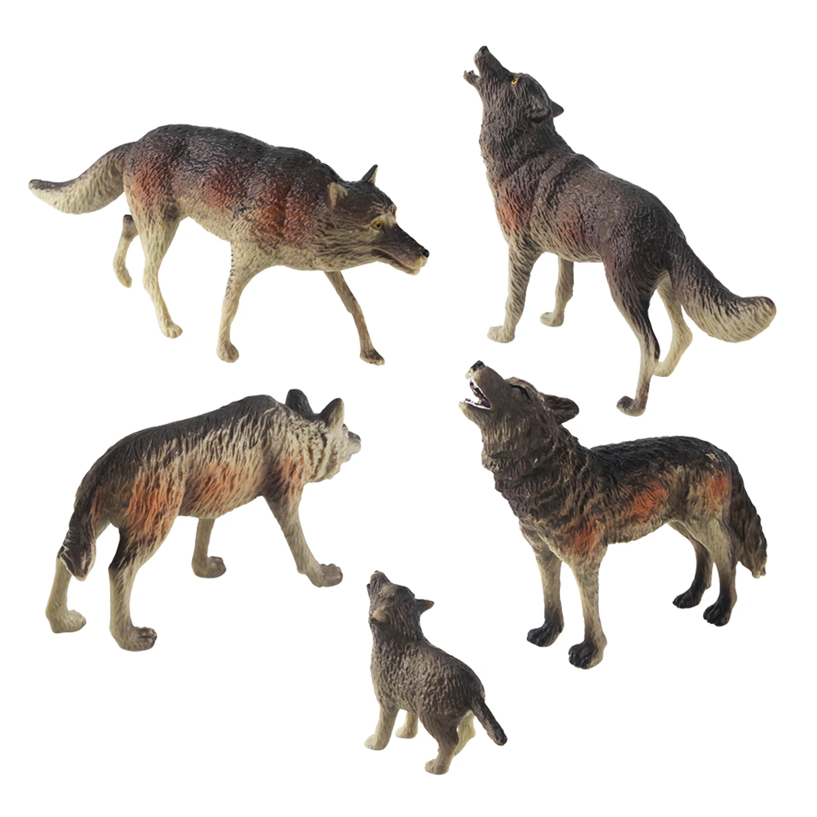 Wolf Toy Figurines Wolf Toys Figures 5PCS Jungle Animal Model Kit Simulation Realistic Wolf Toys For Boys And Girls Wolf Model