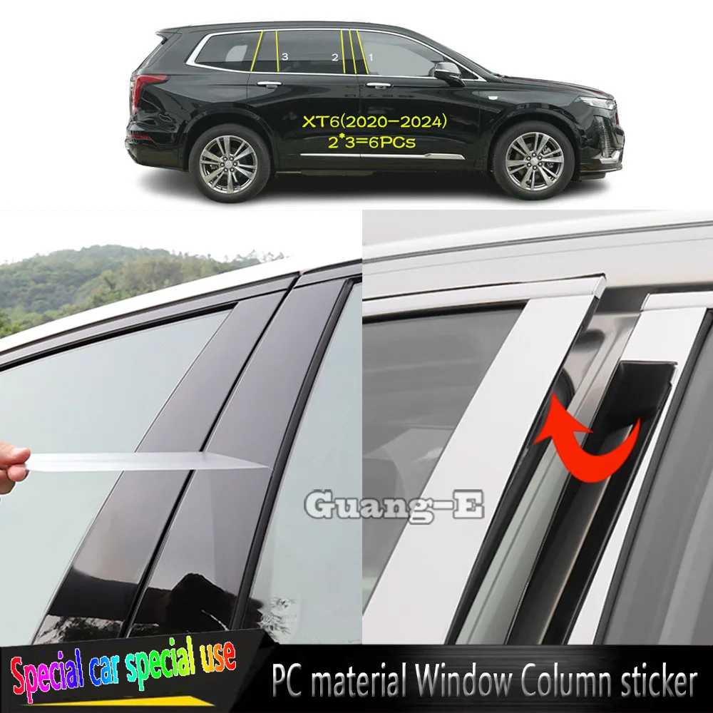 

For Cadillac XT6 2020 2021 2022 2023 2024 Car TPU/Glossy Mirror Pillar Post Cover Door Trim Window Molding Decorative Sticker