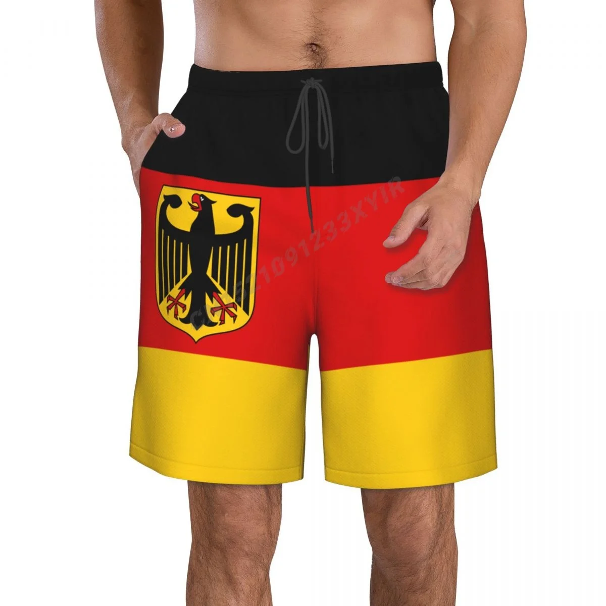 Summer Men's Germany Flag Beach Pants Shorts Surfing M-2XL Polyester Swimwear Running