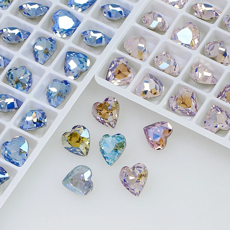 Heart Shape Crystal Rhinestone Effect, Color Glitter, Pointback Stone Garment, Fancy Stone for Nail Art, DIY Clothes, Bags,