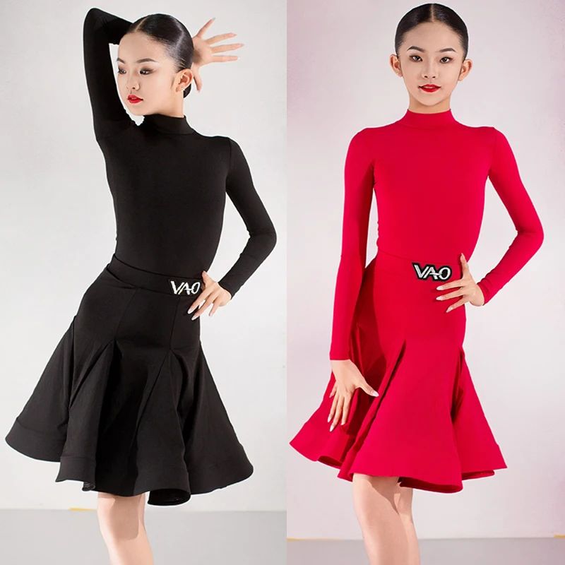 

8 Colors Standard Girls Latin Dance Clothing Children's Dancing Performance Dress Samba Dancewear Training Clothes XH2548