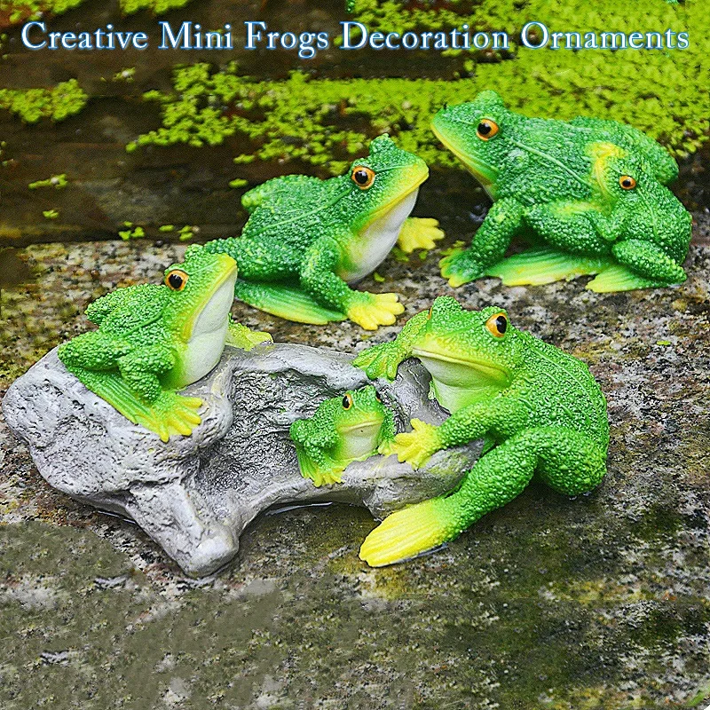 Cute Resin Mini Frogs Statue Funny Frog Outdoor Garden Bonsai Store Decoration Animal Sculpture For Desk Garden Decor Ornament