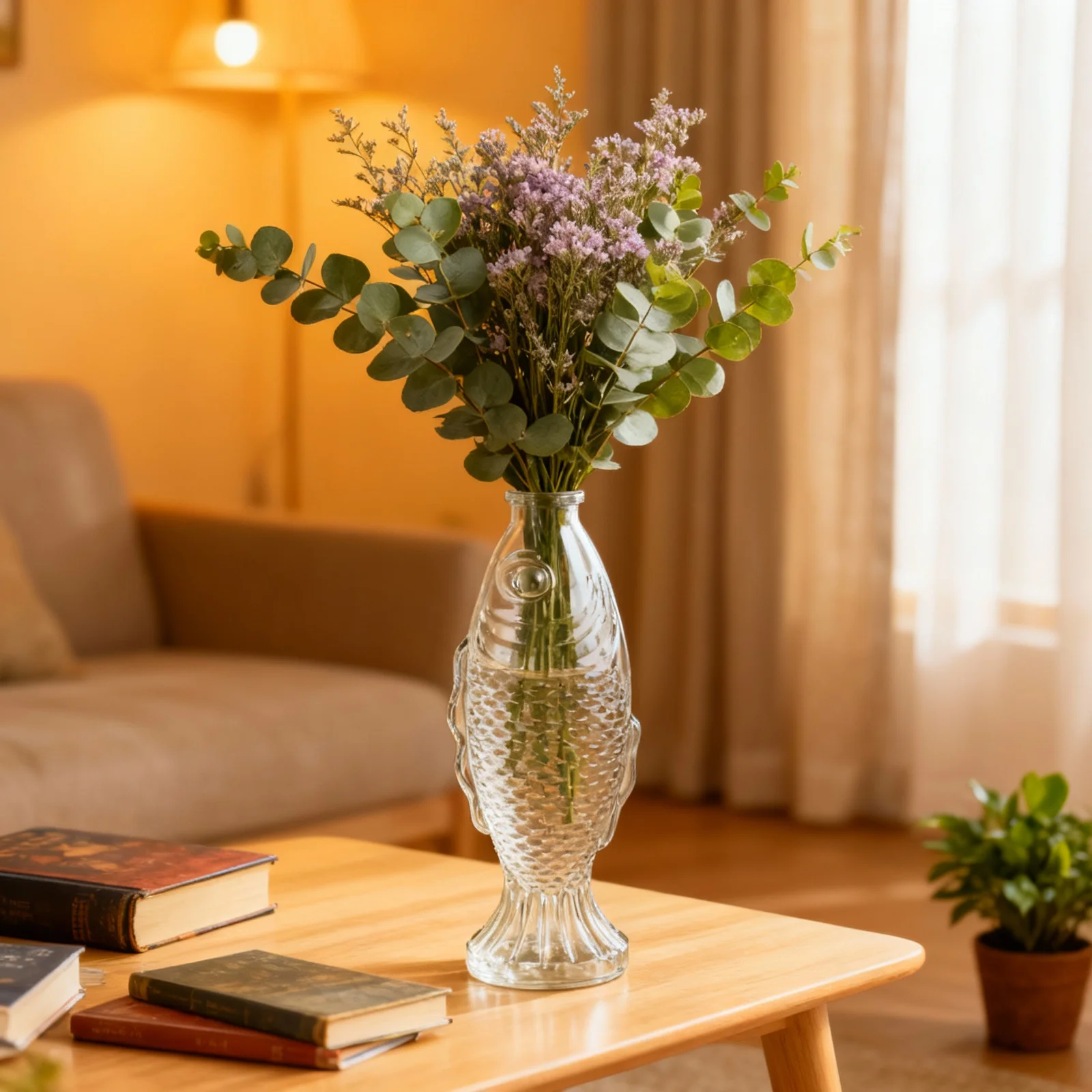 

Fish Shaped Transparent Cork Glass Bottle High-End Material Wishing Drift Bottle Perfume Container Desktop Decor