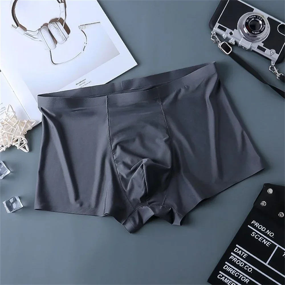 سلس الحرير الجليد الملاكمين الرجال حجم كبير النايلون الملابس الداخلية السراويل التجفيف السريع الصيف الرياضة الذكور سراويل