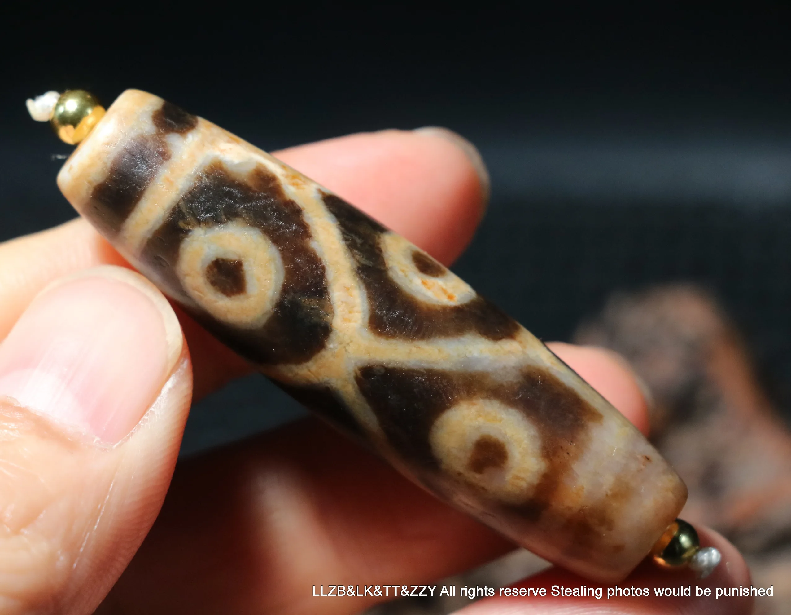 

A Magic Power Energy Tibetan Old Agate 6 Eye KingKong Kingdom Symbol dZi Bead Amulet Pendant Talisman Timestown